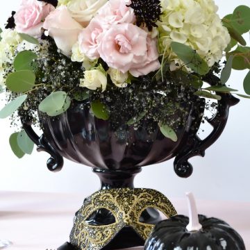 Pink and Black Halloween Tablescape