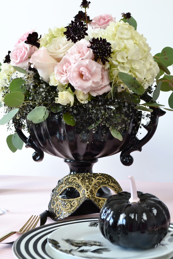 Pink and Black Halloween Tablescape