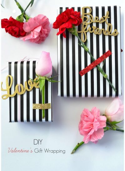 A DIY VALENTINE’S GIFT WRAPPING IDEA: Using Florals & Wood Phrases