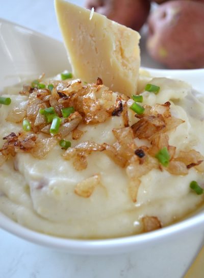 Recipe: ASIAGO WHIPPED RED BLISS POTATOES WITH CARAMELIZED ONIONS