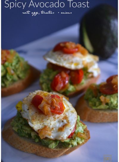 SPICY AVOCADO TOAST WITH EGG + TOMATOES RECIPE