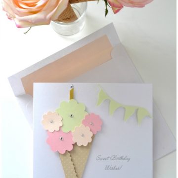 In the Studio: BLOOMS + ICE CREAM CONE BIRTHDAY CARD