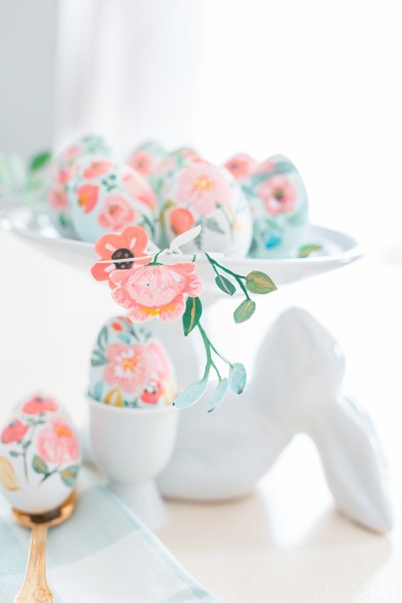 BEAUTIFUL FLORAL DECORATED EASTER EGGS TO DRESS YOUR TABLE WITH