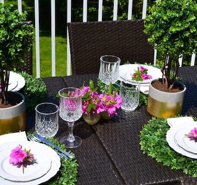 Entertaining: USE FAUX BOXWOOD TABLE DECOR FOR YOUR OUTDOOR TABLESCAPE