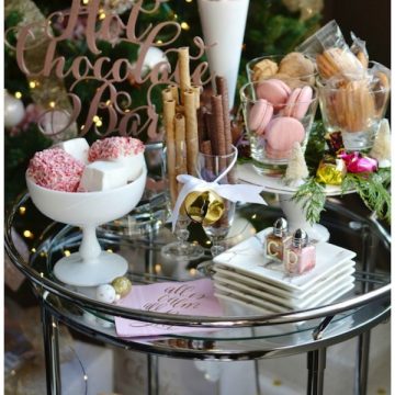 DIY: HOW TO USE YOUR BAR CART TO CREATE A FESTIVE HOT CHOCOLATE AND DESSERT BAR