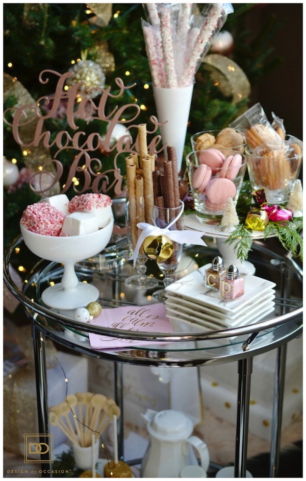 DIY: HOW TO USE YOUR BAR CART TO CREATE A FESTIVE HOT CHOCOLATE AND DESSERT BAR
