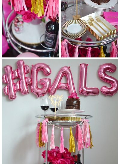 ENJOY CHOCOLATE & WINE ON YOUR GALENTINE'S DECORATED BAR CART