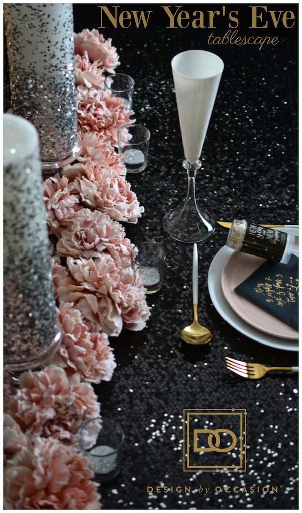 A GLAM BLACK & BLUSH NEW YEAR'S EVE TABLESCAPE