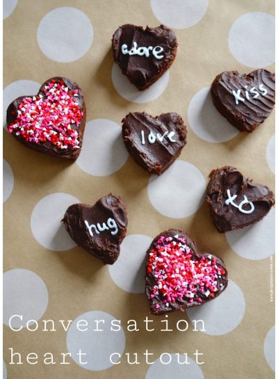 Valentine's Day Treat: CONVERSATION HEART CUTOUT BROWNIES