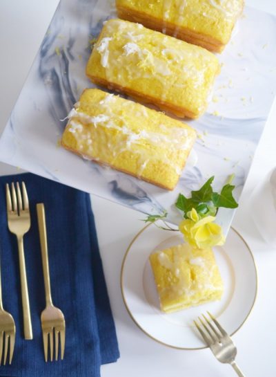 Semi-homemade Dessert Recipe: Lemon Loaf with Lemon Curd Filling and a Lemon-Coconut Glaze