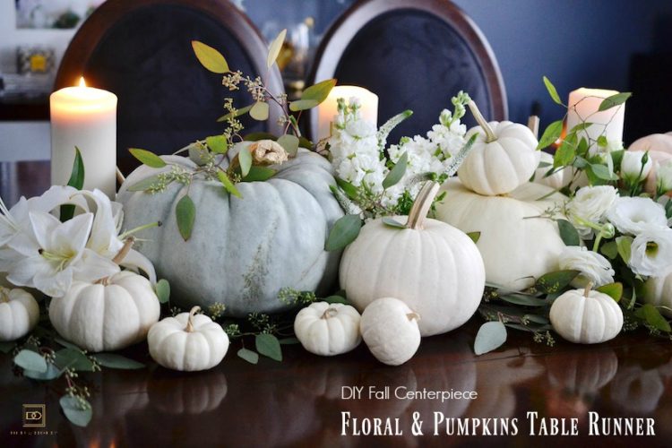 DECORATE YOUR DINING TABLE WITH THIS DIY FLORAL & PUMPKINS TABLE RUNNER