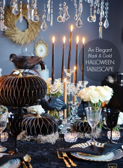 Holiday Inspiration: An Elegant Black & Gold Halloween Tablescape