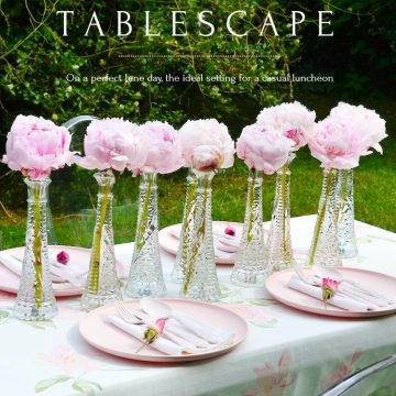 A SWEET PINK PEONIES OUTDOOR TABLESCAPE