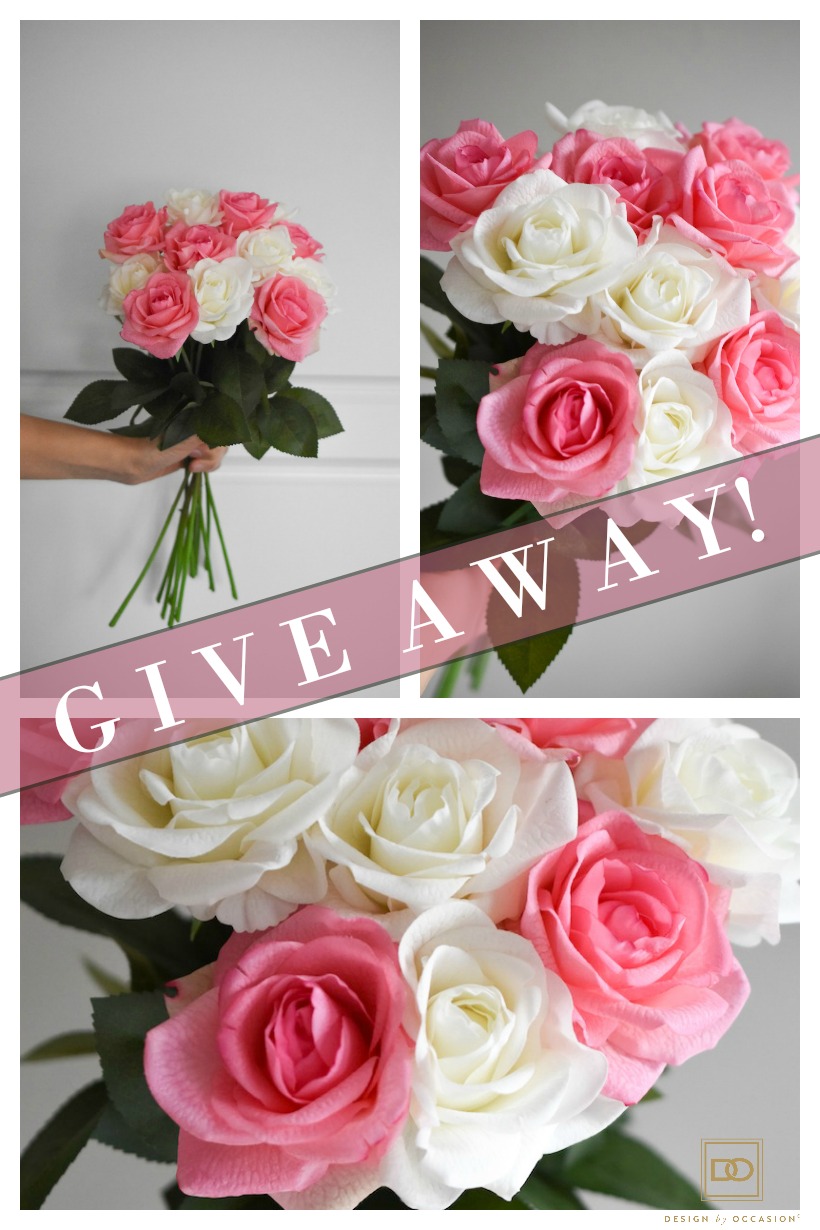 ARTIFICIAL PINK AND WHITE ROSES GIVEAWAY