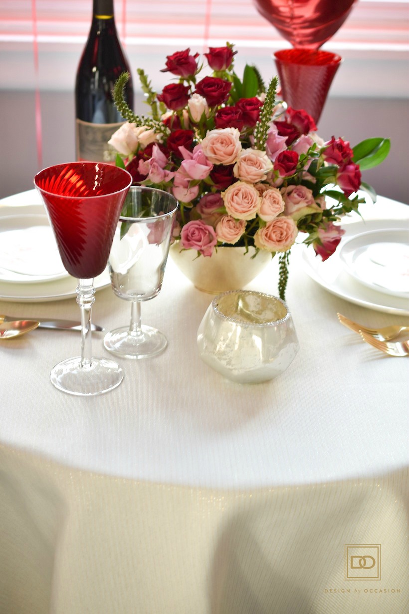 A red Valentine's day table setting
