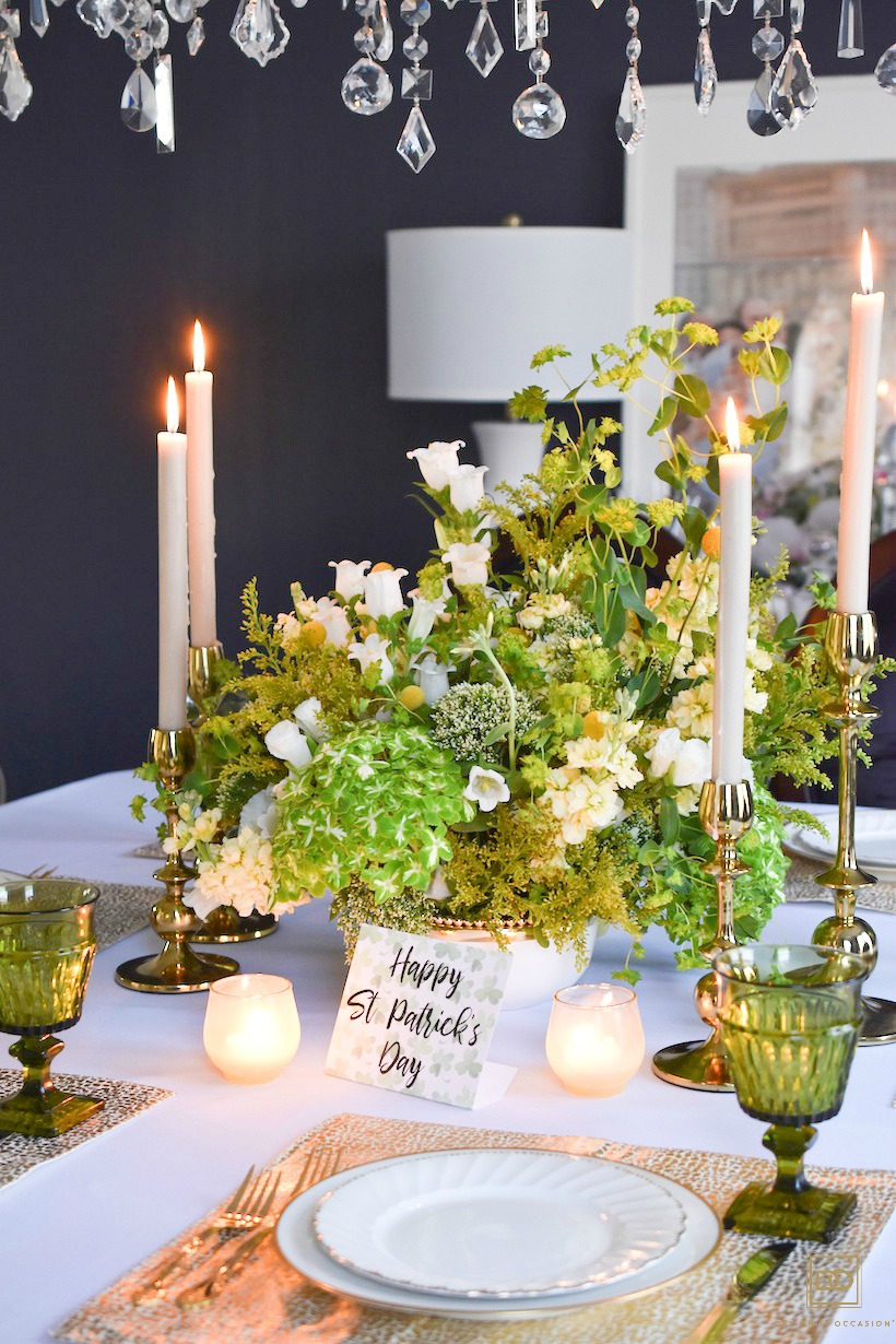 Green and Gold Tablescape