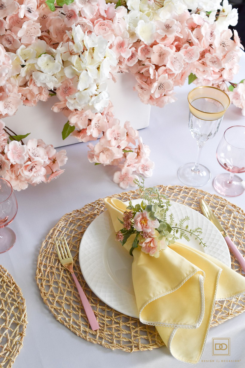 Pastel colored Easter table setting