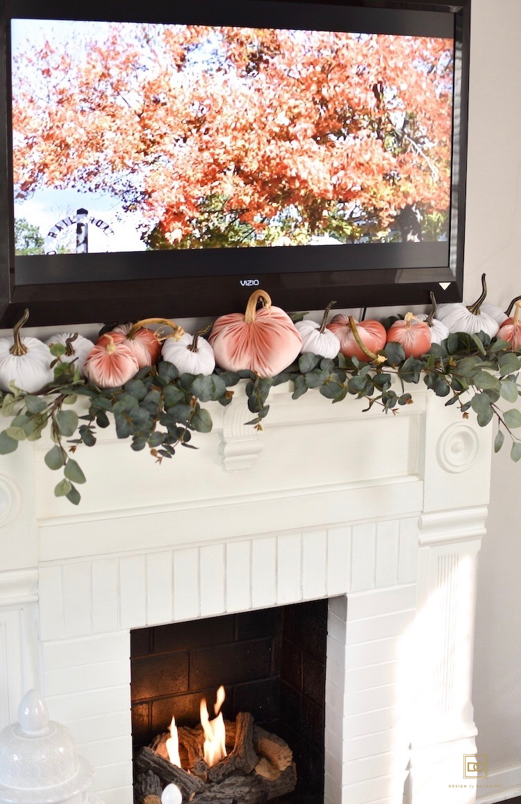 Fall Decorated Fireplace Mantel