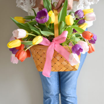 DIY Tulip-filled Easter Gift Basket